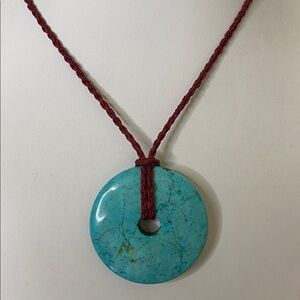 5 for $15 Turquoise Pendant Necklace with Red Cord
